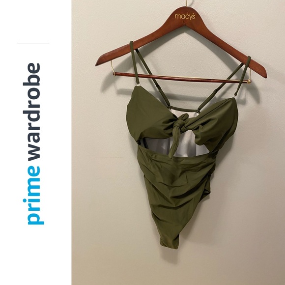 Strapless Tie Knot Front High Waist One Piece Sz L - Picture 1 of 6